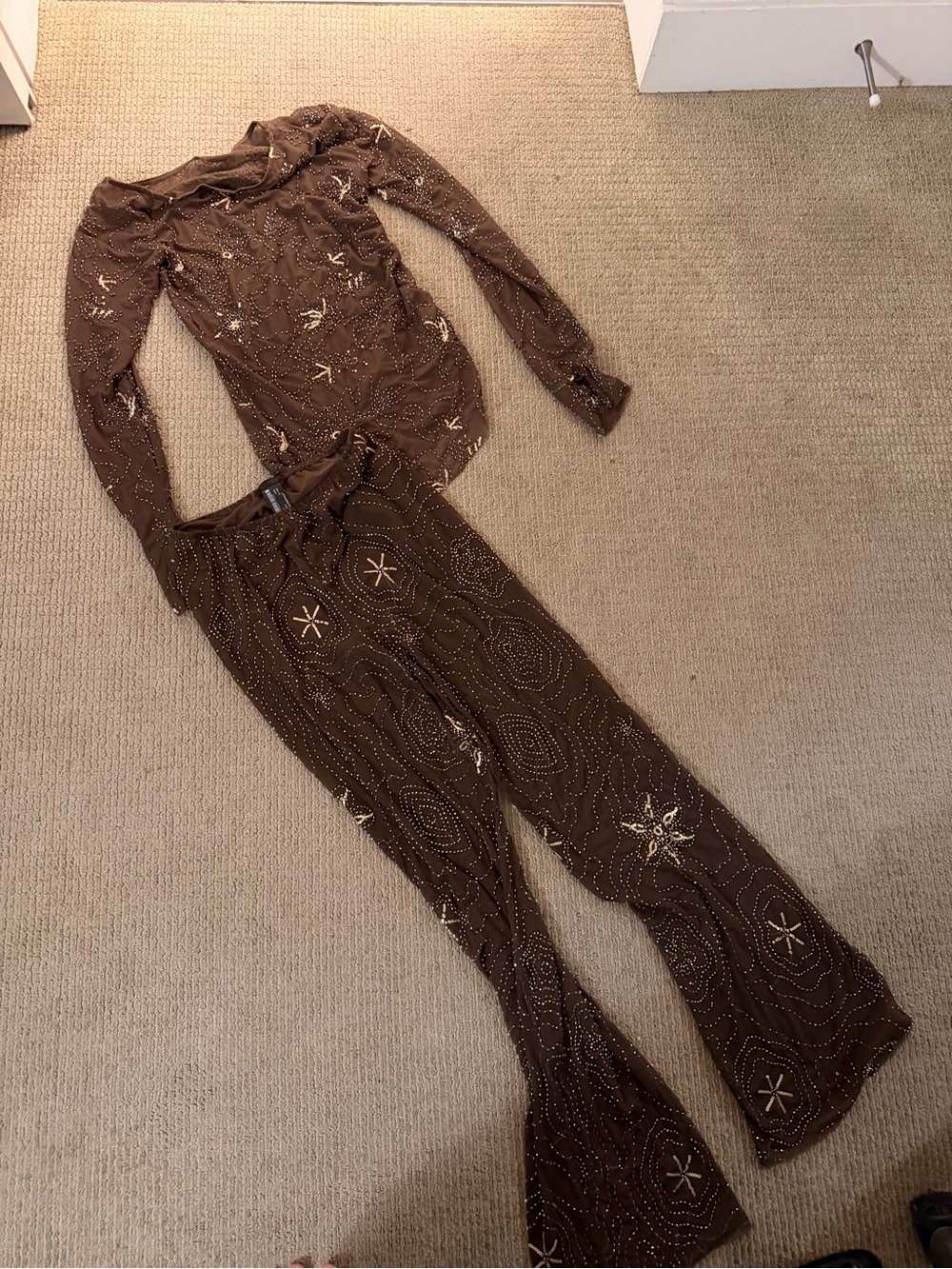 Zara Brown Embellished set